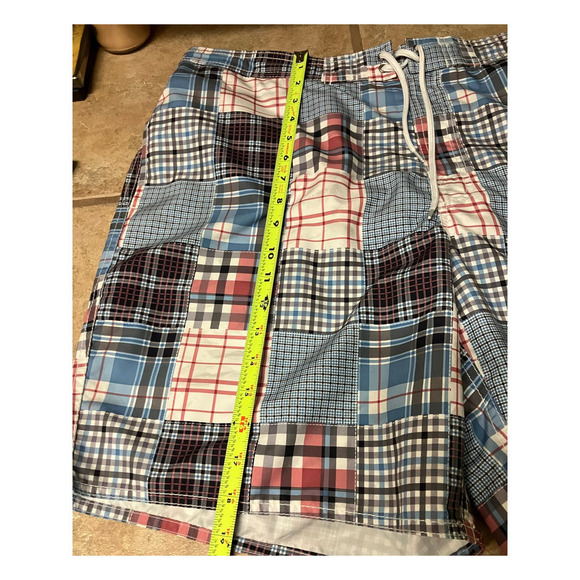 Roundtree & Yorke NWT Swimming Trunks Zip Up Plaid  Large Lined Mesh Pink Blue - Picture 11 of 11